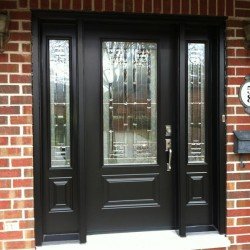 BLACK FRONT DOOR WITH SIDELIGHTS