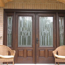 Decorative double doors with matching sidelights