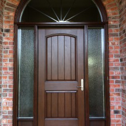 Fiberglass mahogany stained door