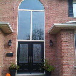 Front door system with new window attached